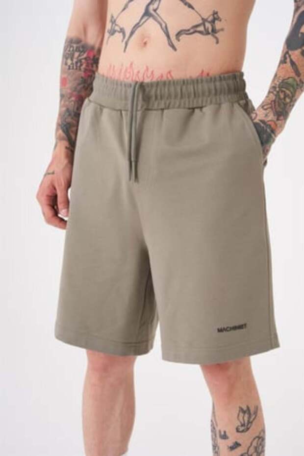 Ανδρικό σορτς Basic oversized Χακί - 4