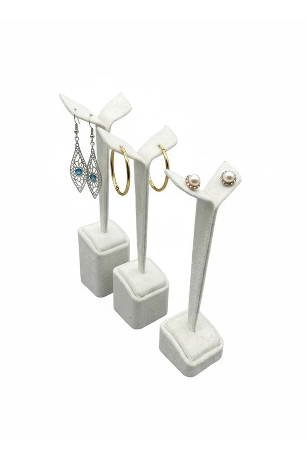 Domestic Production Suede Fabric Multi Cream Color 20/17/15 Cm Earring Display Accessory