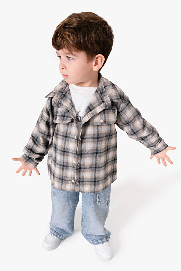 Back Printed Pocket Detailed 3-Piece Boys' Set 9090