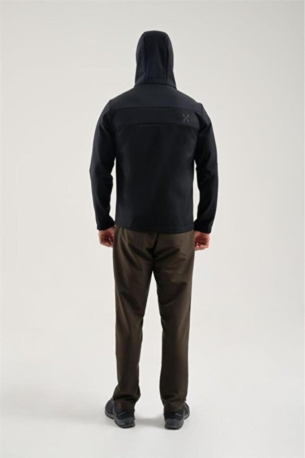 2311100 Erkek Siyah Yağmur Rüzgar Geçirmez Softshell Mont - 4
