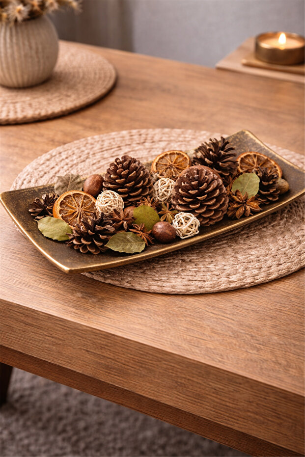 صينية زخرفية مستطيلة بلون ذهبي - 3