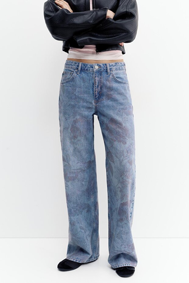 Çiçekli baggy jean - 2