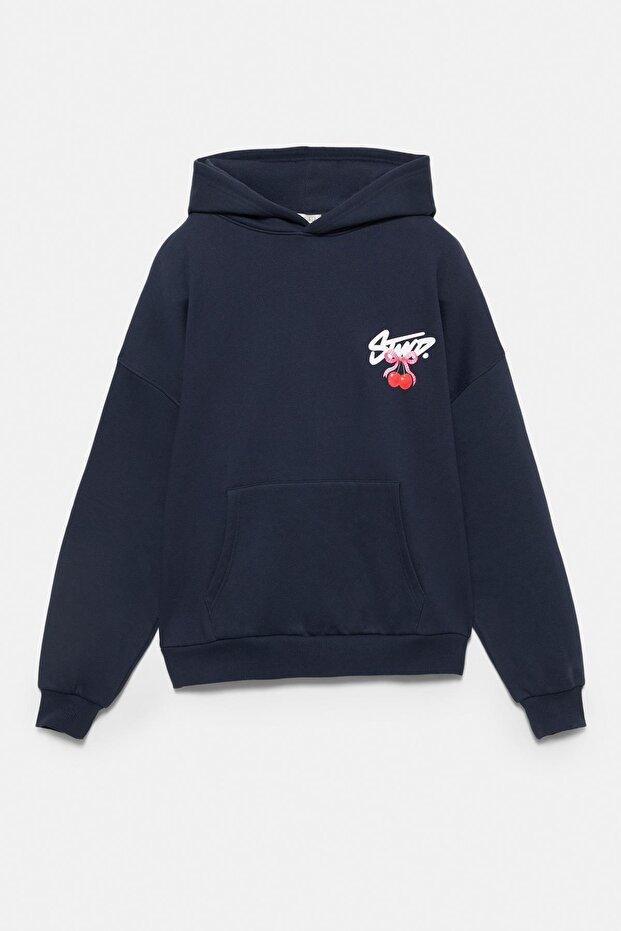 Kapüşonlu STWD kirazlı sweatshirt - 6
