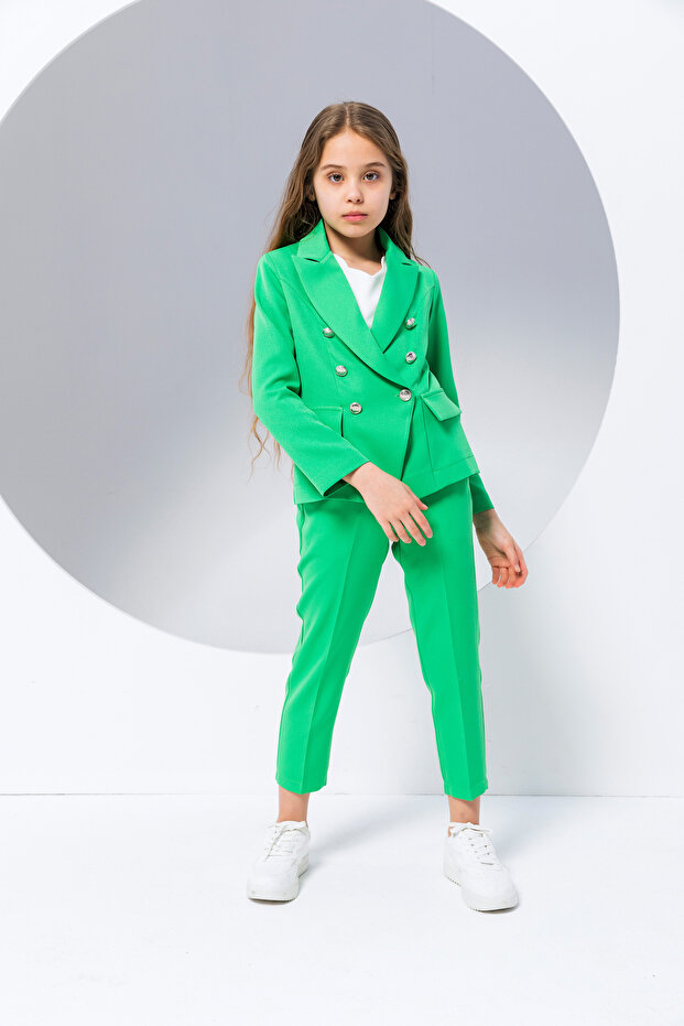Girl's Stylish Button Detailed Blazer Jacket-New Season
