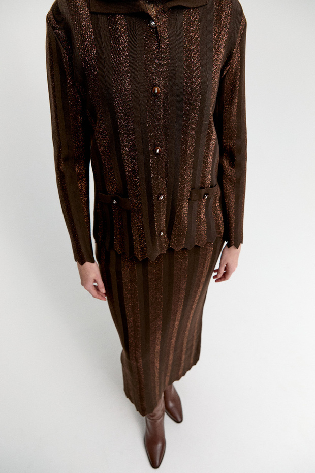 Simli Triko Ceket - 5