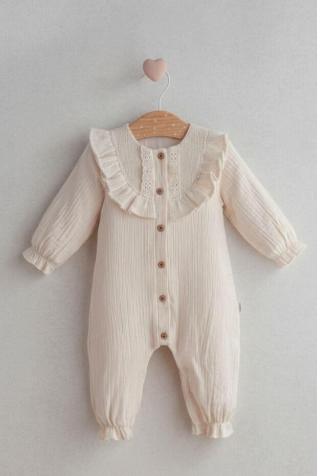 Vintage Lace Detailed Muslin Baby Romper