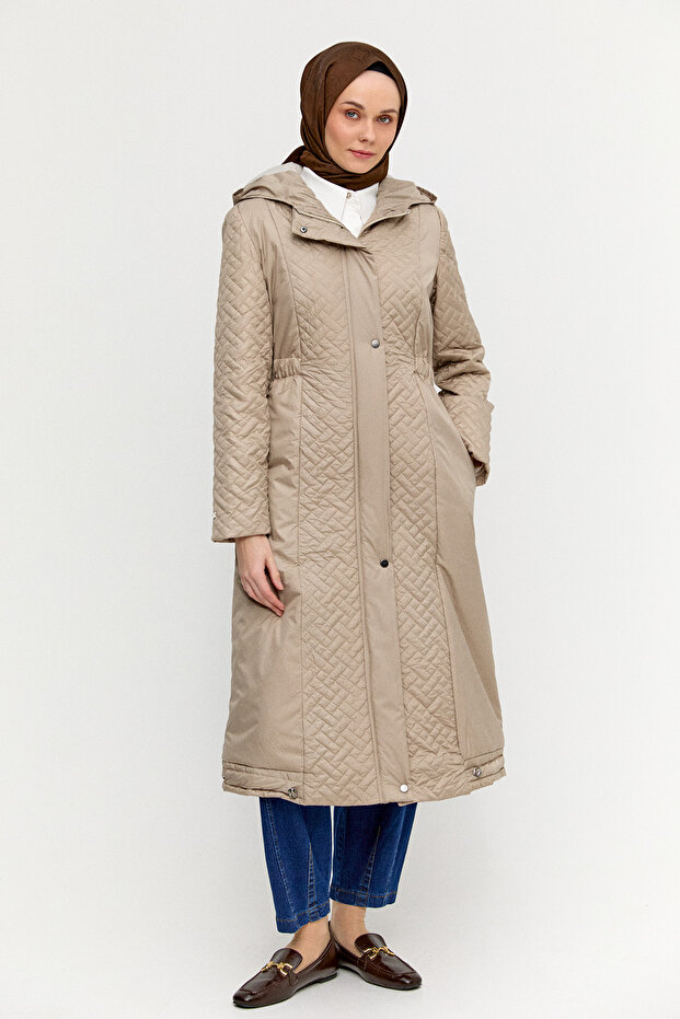 Kapüşonlu Kapitone Kaban - 1