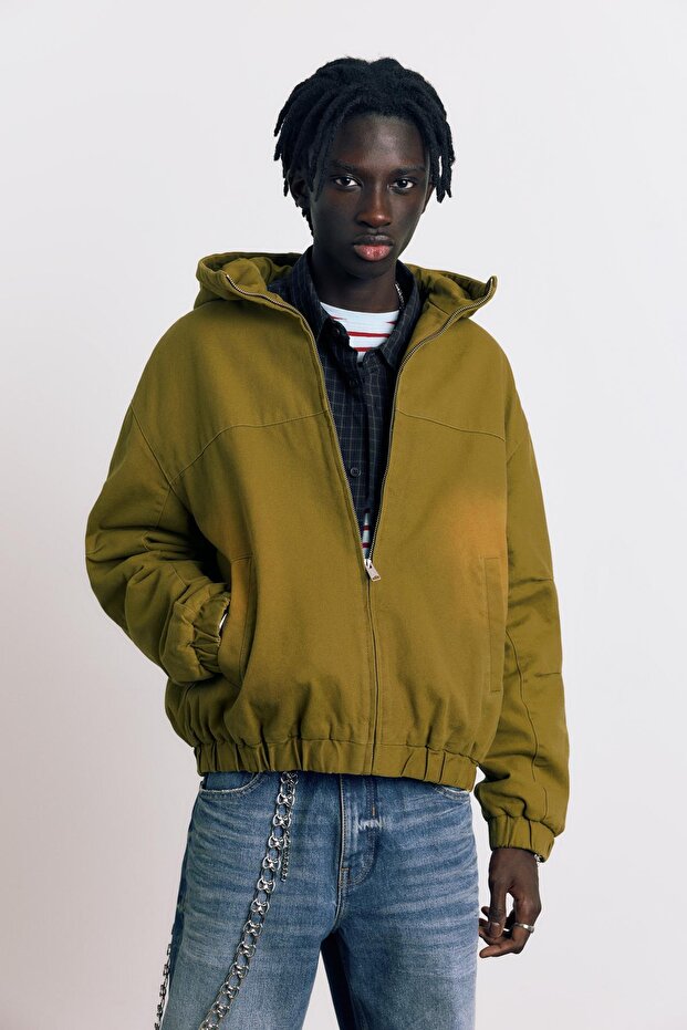 Yıkanmış detaylı kapüşonlu ceket - 2