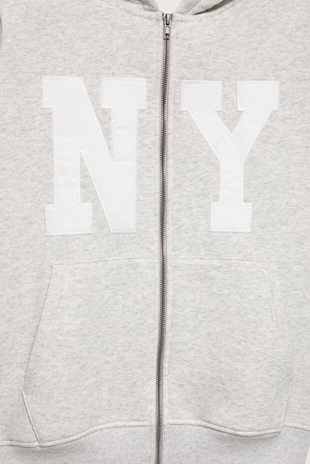 Grafikli fermuarlı kapüşonlu sweatshirt - 6