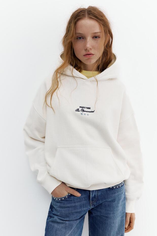 İşlemeli yıldız kapüşonlu sweatshirt - 3