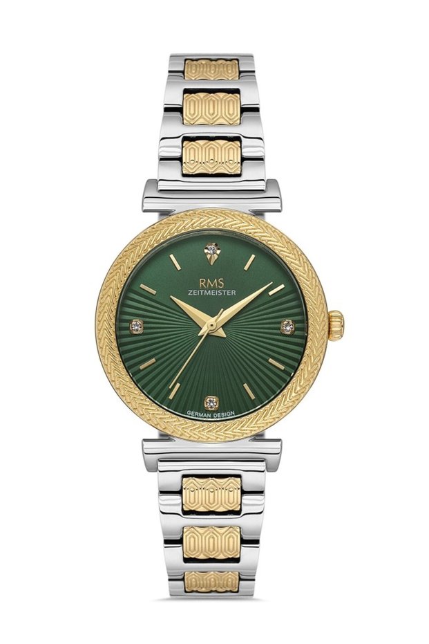 Zeitmeister Rms.1.Ag2137.49 Stoned Design Steel Case Steel Band Metallic-Gold Color Women Wristwatches
