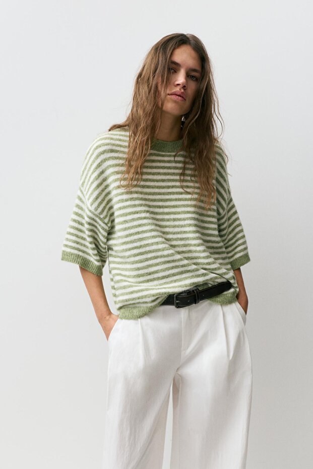 Kısa kollu salaş süveter - 5