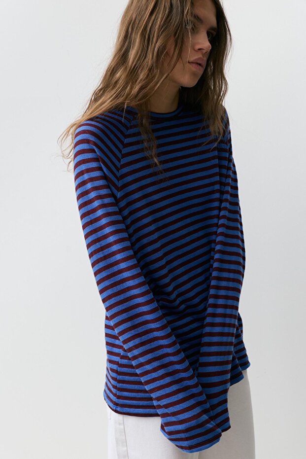 Uzun kollu çizgili tişört - 4