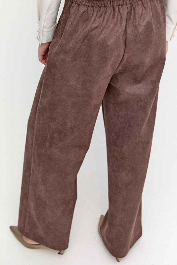 Süet Boru Paça Pantolon - 4