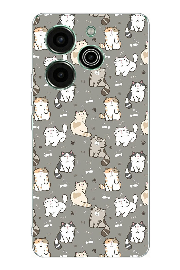 Tecno Pova 6 Pro Compatible Tiny Cute Cats Printed Silicone Case - 1