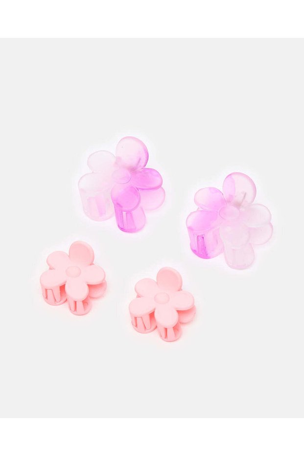 Girls Pink Floral Hair Claw Set (Pack of 4)