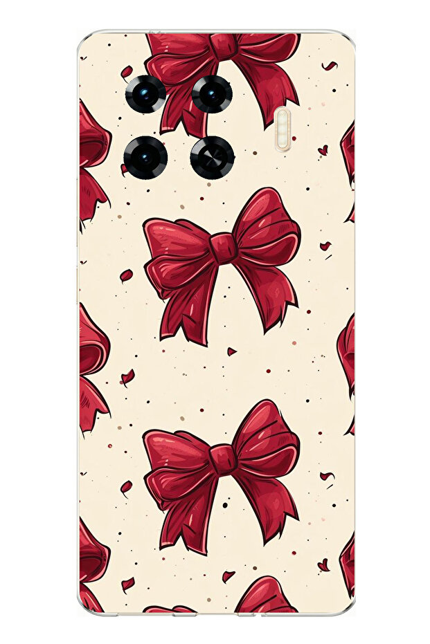 حافظة سيليكون متوافقة مع Tecno Spark 20 Pro+ Plus Big Red Bows مطبوع - 1