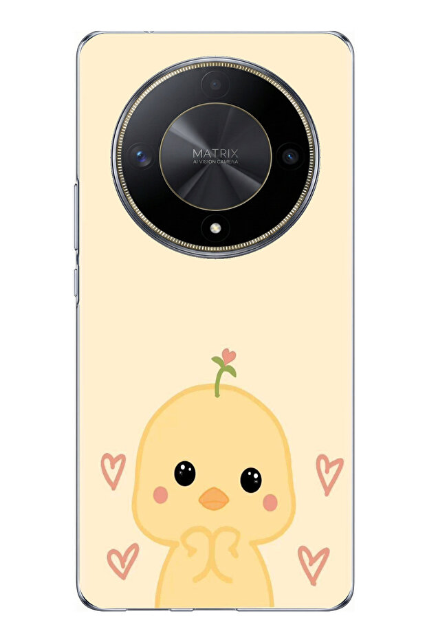 حافظة سيليكون مطبوع متوافقة مع Honor X9B بنمط كتكوت لطيف وقلب - 1