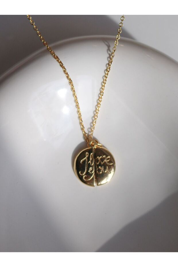 Gold Color Love You Cover Necklace