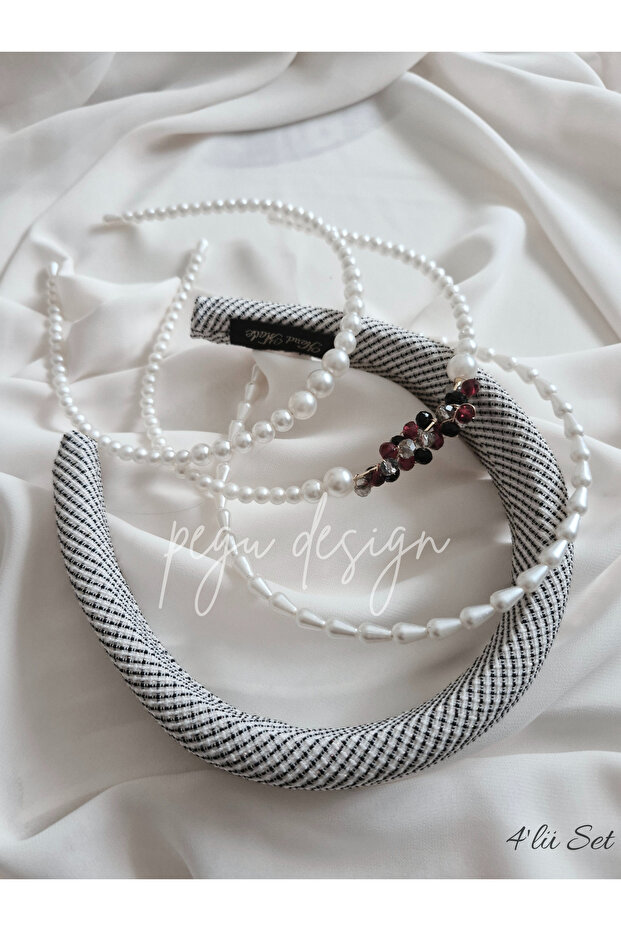 Set of 4 Filled Crowns and Rowed Pearl Crowns, Bride, Invitation, Celebration, Everyday,