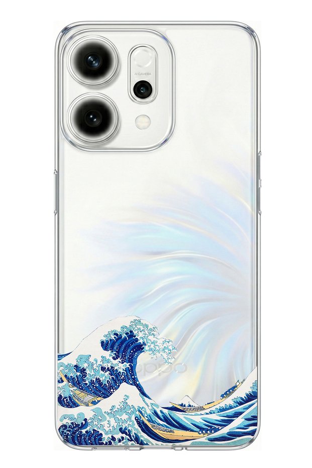 Printed Silicone Case with Kanagawa Oki Nami Ura Wave Design Compatible with Oppo Reno 14 5g
