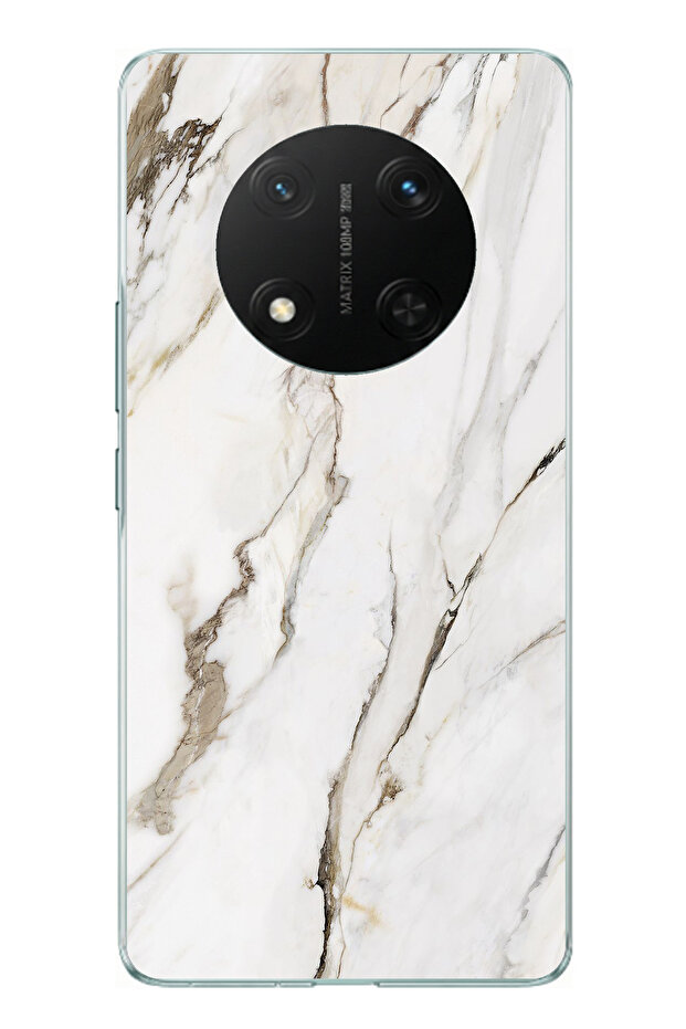 حافظة سيليكون متوافقة مع Honor X9C باللون الأبيض الرخامي مطبوع - 1