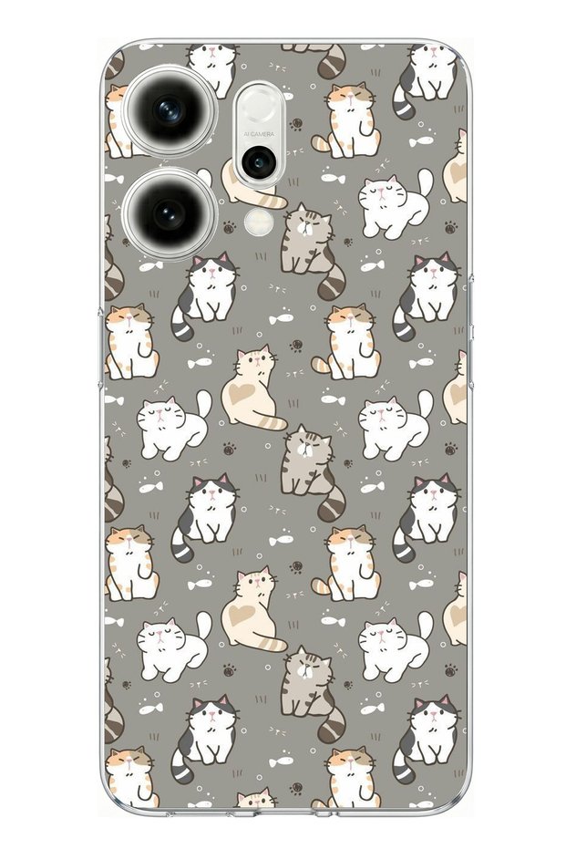 Oppo Reno 14 5g Compatible Tiny Cute Cats Printed Silicone Case