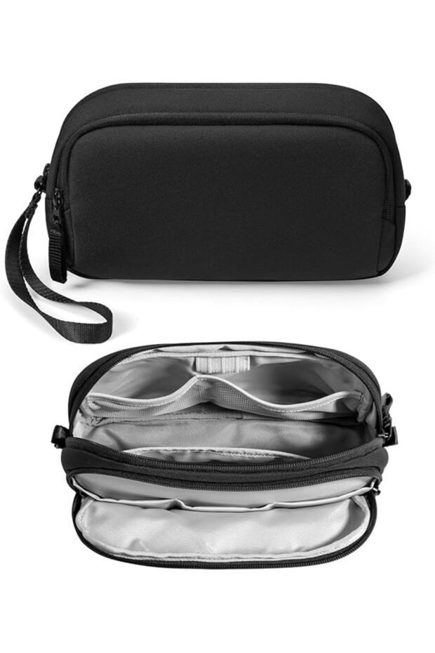 Electronic Organizer Travel Case | Water-Resistant Dual Compartment Cable Storage Bag for Charger, C