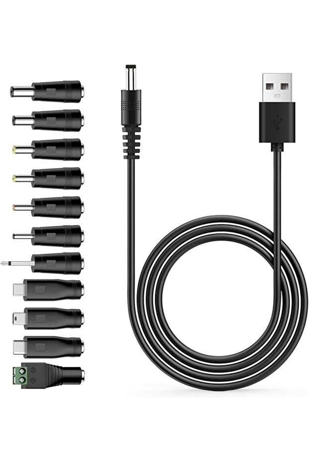5V USB to DC Charging Cable, USB to DC Power Cable, Universal Power Cord with 11 Connectors for Toys