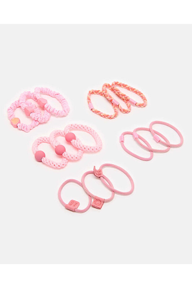 Girls Pink Elastic Hair Tie Set (Pack of 15)