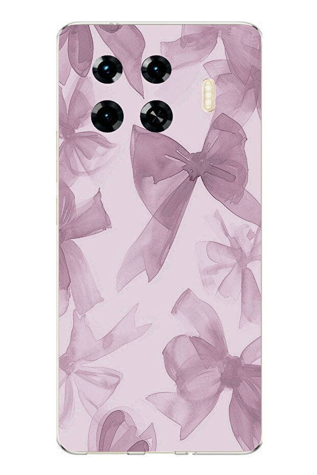 Tecno Spark 20 Pro+ Plus Compatible Violet Tone Bow Printed Silicone Case - 1