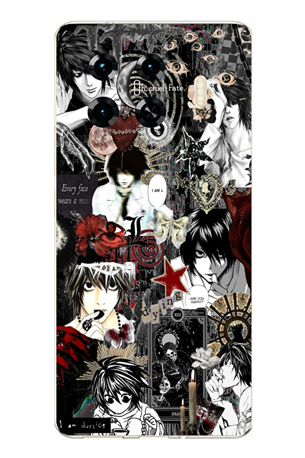 حافظة سيليكون مطبوع متوافقة مع هاتف Tecno Spark 20 Pro+ Plus بتصميم كولاج ديث نوت - 1