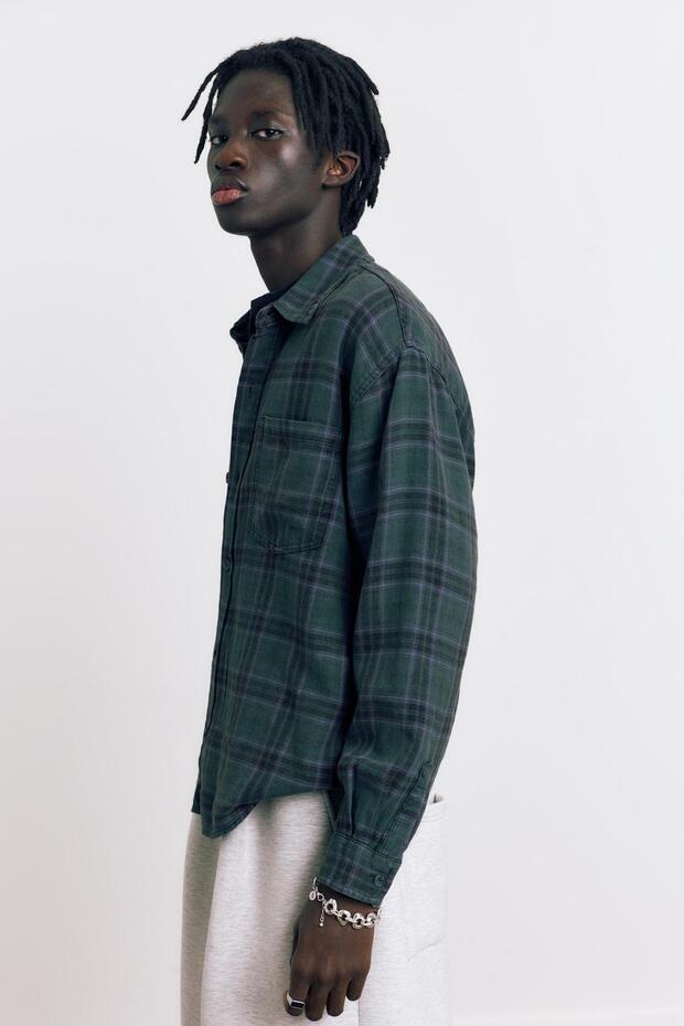 Uzun kollu kareli gömlek - 4