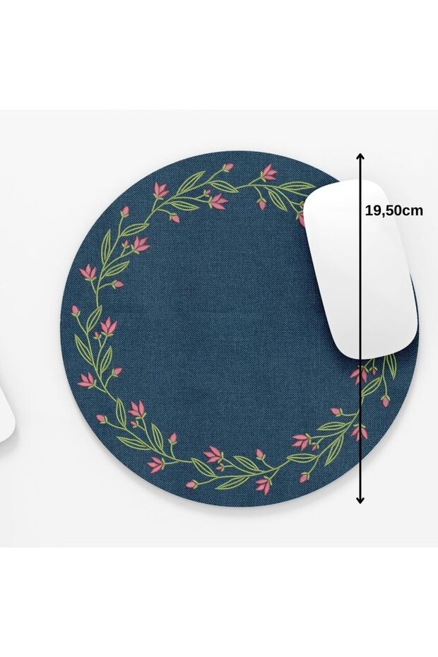 لوحة ماوس مستديرة منقوشة على شكل سجادة، قطرها: 19.50 سم - 2