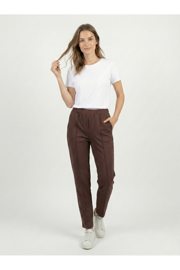 Flat-Leg Pants with Elastic Waist