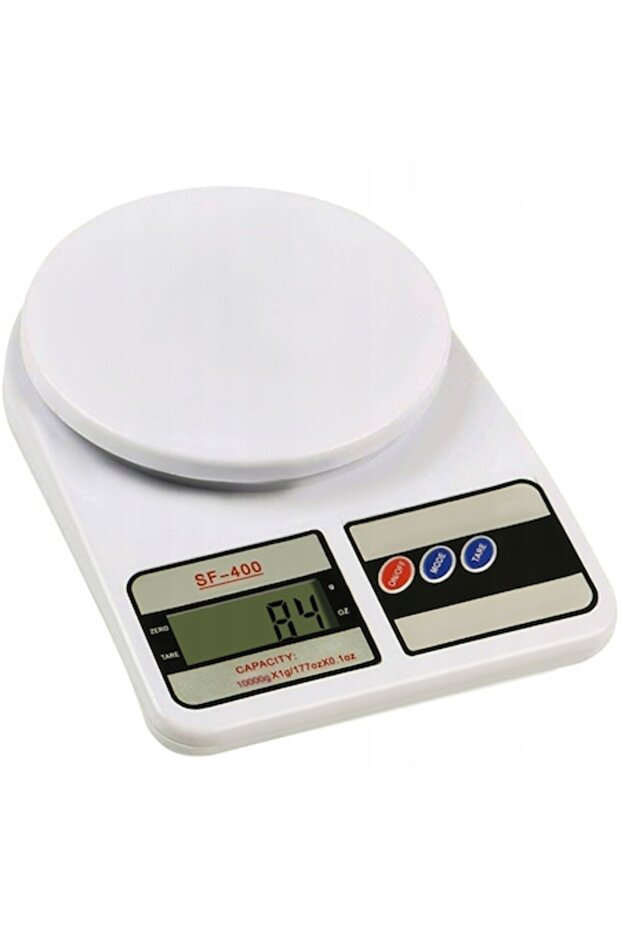 Electronic Kitchen Scale, 10 kg, White, with Tare Function, LCD Display - 1