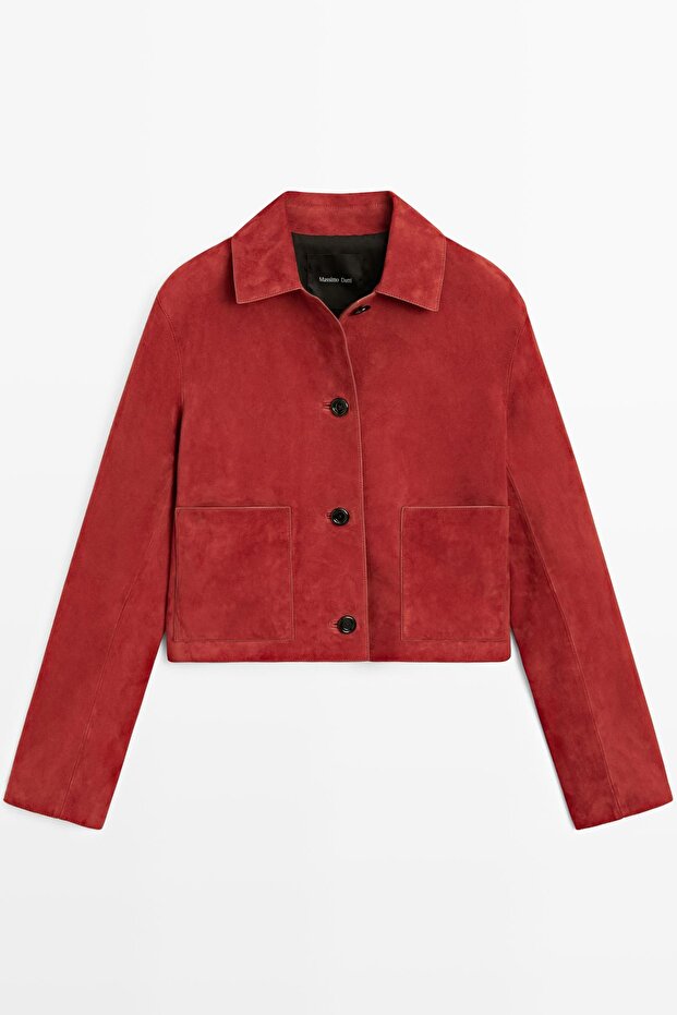 Kısa süet deri ceket - 5