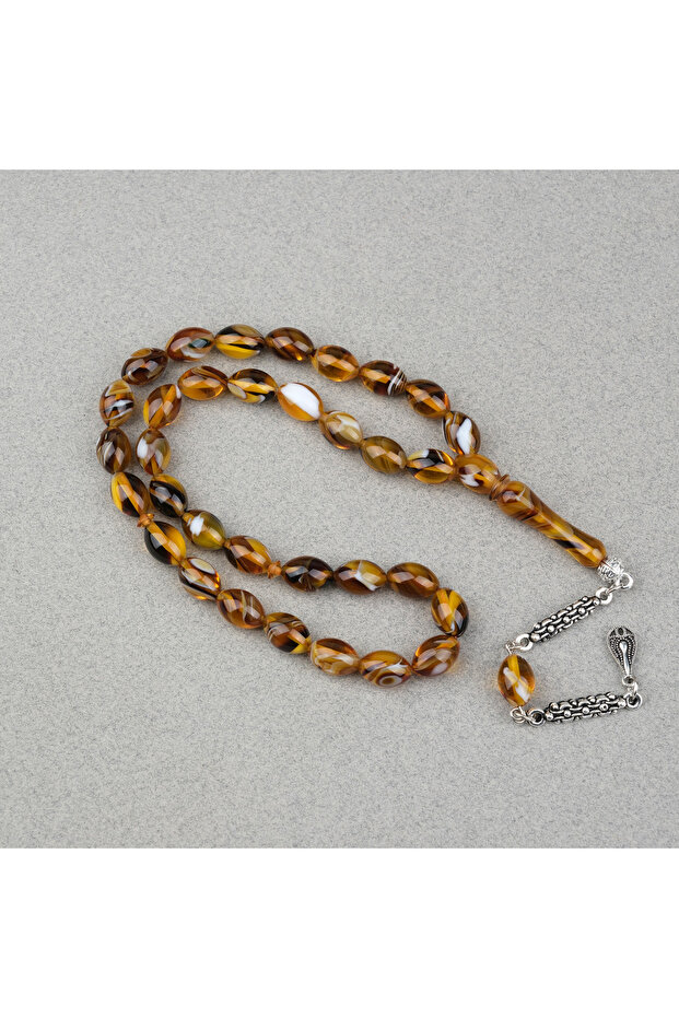 Arizona Katalin Alpaca Tassel Bezi Cut 8X12Mm Prayer Beads - Yellow Brown