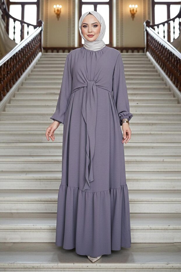 Ayrobin Dress with Tie Detail Gray Hm2873