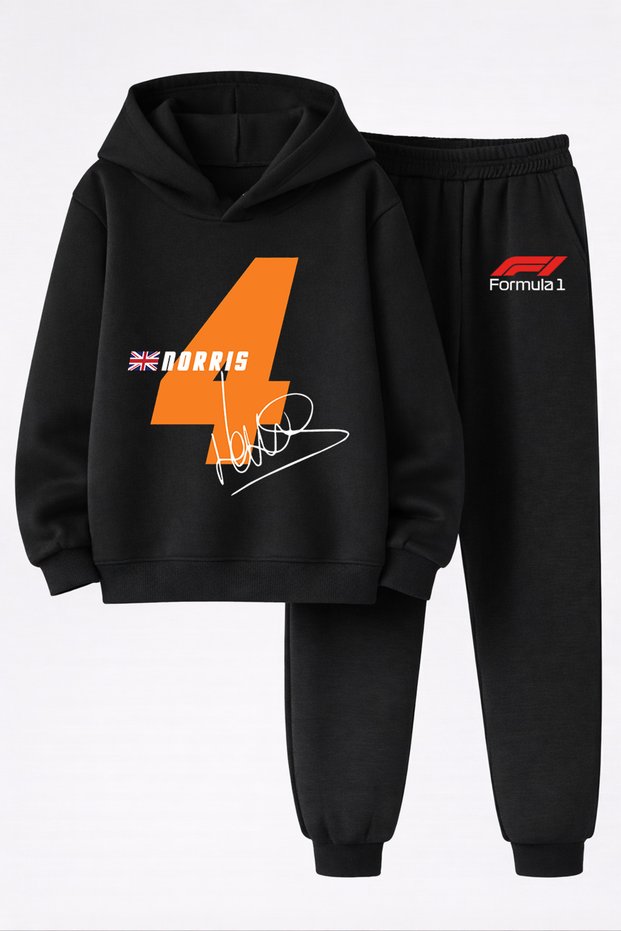 Lando Norris Printed 3-Ply Quality Sweatshirt and Trackpants F1 Children's Bottom-Up Set