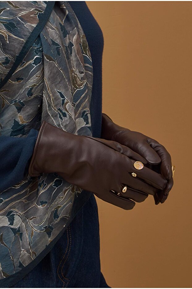 %100 Deri Kısa Eldiven Acı Kahve - 1