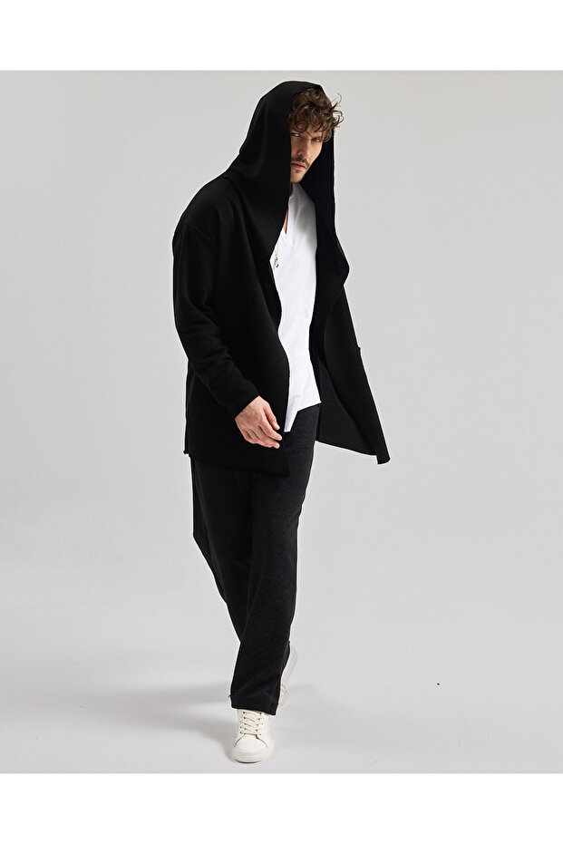 2 iplik Kapüşonlu Ters Manşet Panço - 8