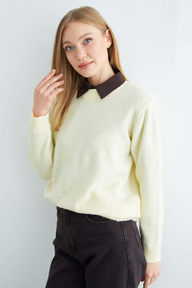 Basic Bisiklet Yaka Salaş Triko Kazak - 4