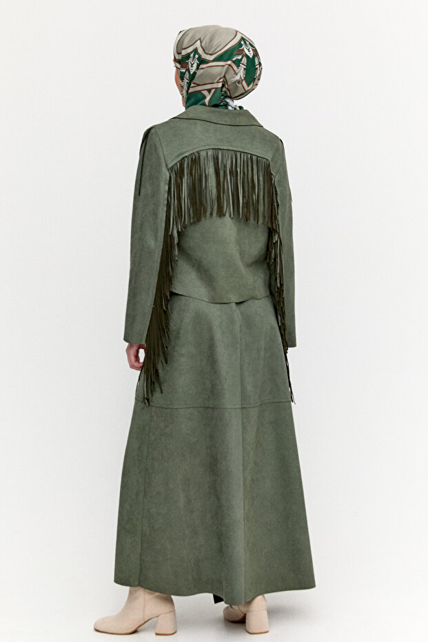 Süet Görünümlü Püsküllü Ceket - 7