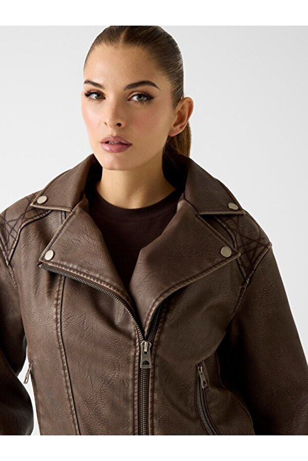 Nada Kadın Biker Ceket - 4
