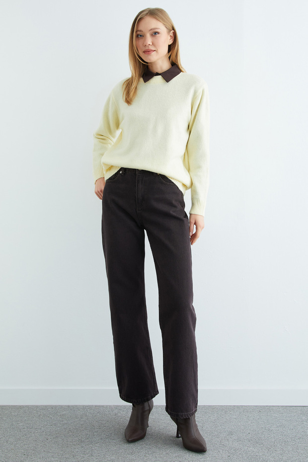 Basic Bisiklet Yaka Salaş Triko Kazak - 2