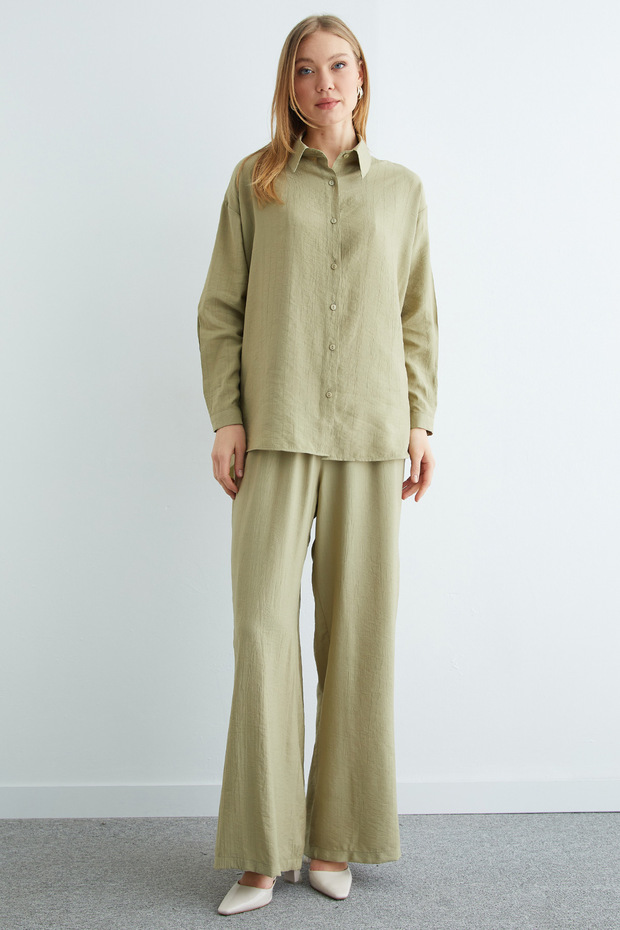 Basic Düğmeli Salaş Krinkıl 2 Li Takım - 4