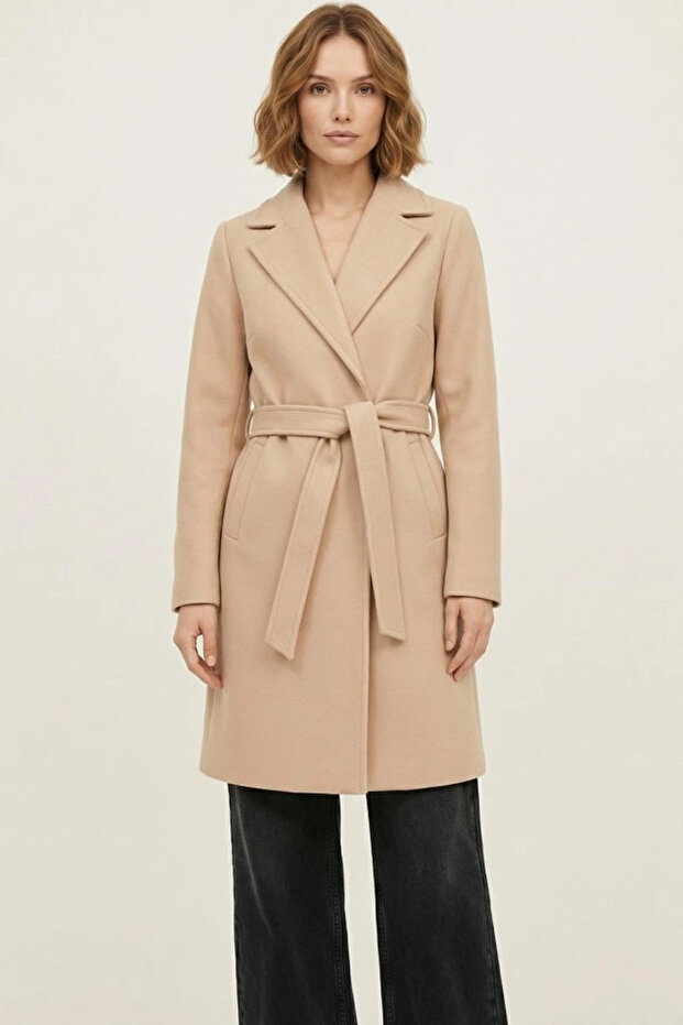 معطف بحزام 9171 - بيج - 3