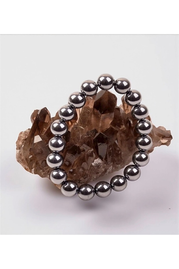 Certified Terahertz Stone Natural Stone Bracelet 10 mm