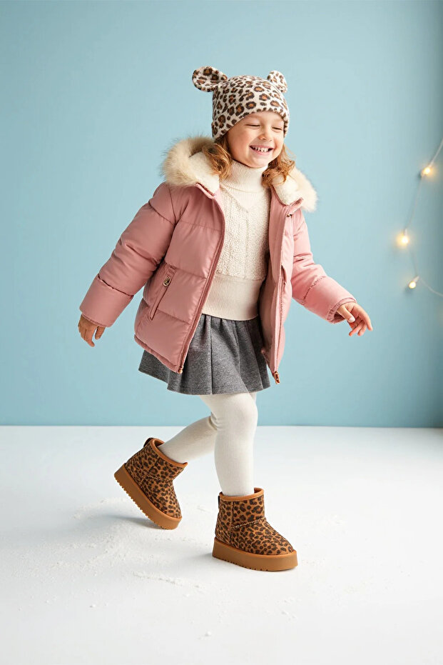 معطف صوف داخلي بنمط الفهد ميني يو جي ريترو مقاوم للبرد - 4